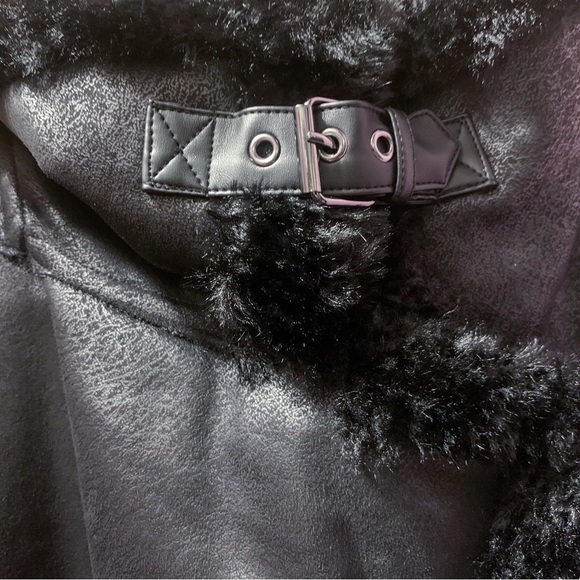 nwt $340 Anthropologie NVLT Black Trench Coat Vegan Faux Fur Jacket Size Small - Picture 11 of 17